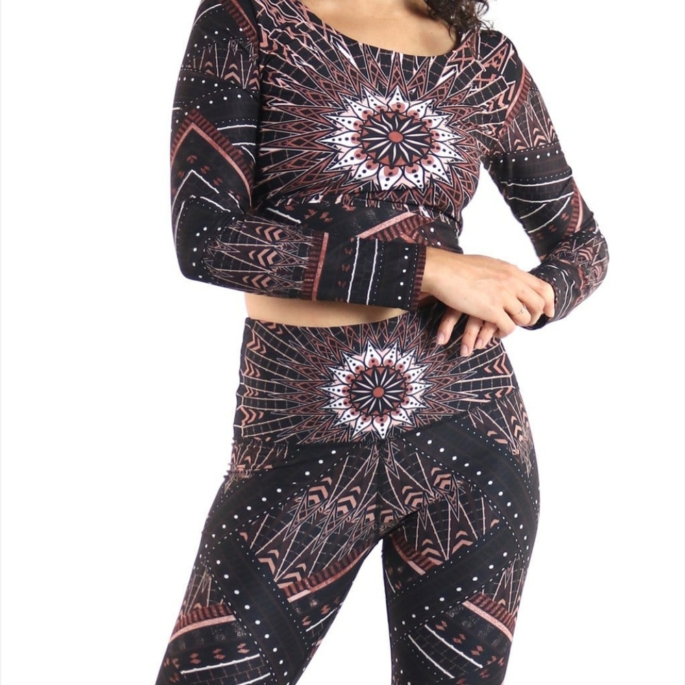 Yoga Democracy Humble Warrior Pattern Flare Bell Pant NEW W/ Tags